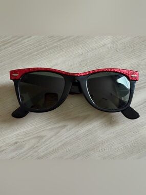 Vintage Ray-Ban B&L Bausch Lomb 50mm Red Lucite Wayfarer Sunglasses USA *Pics